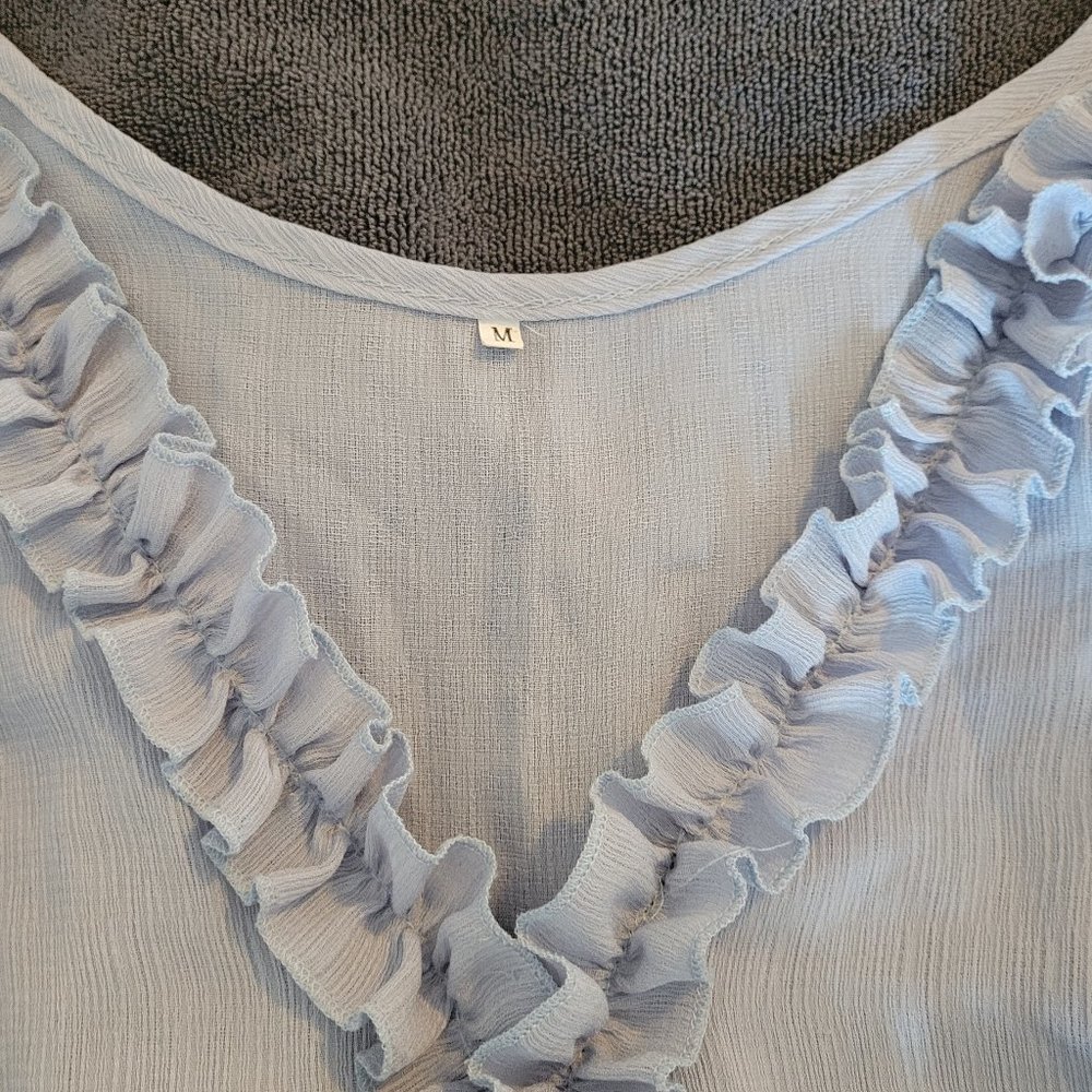 Baby blue v neck cut summer top